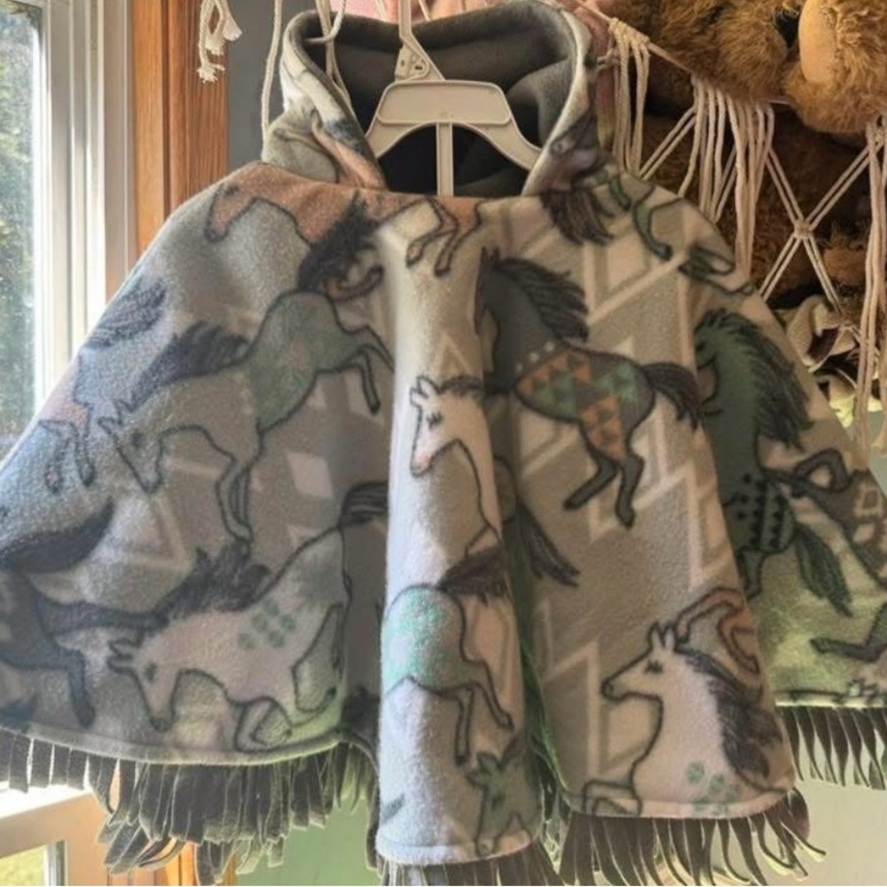 Kids Horse Print blanket Poncho